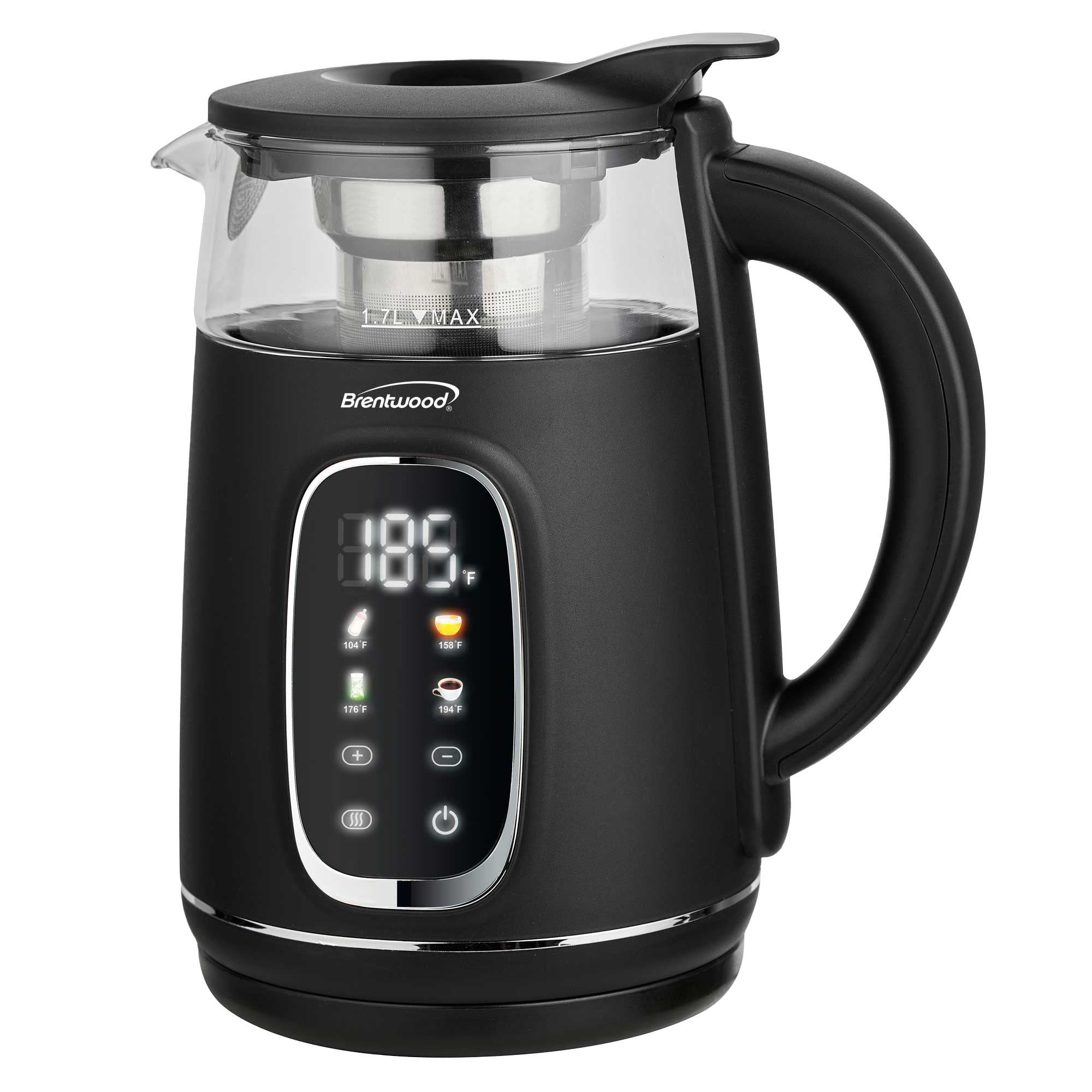1100W 1.7L BPA Free Cordless Digital Glass Electric Kettle with Tea Infuser