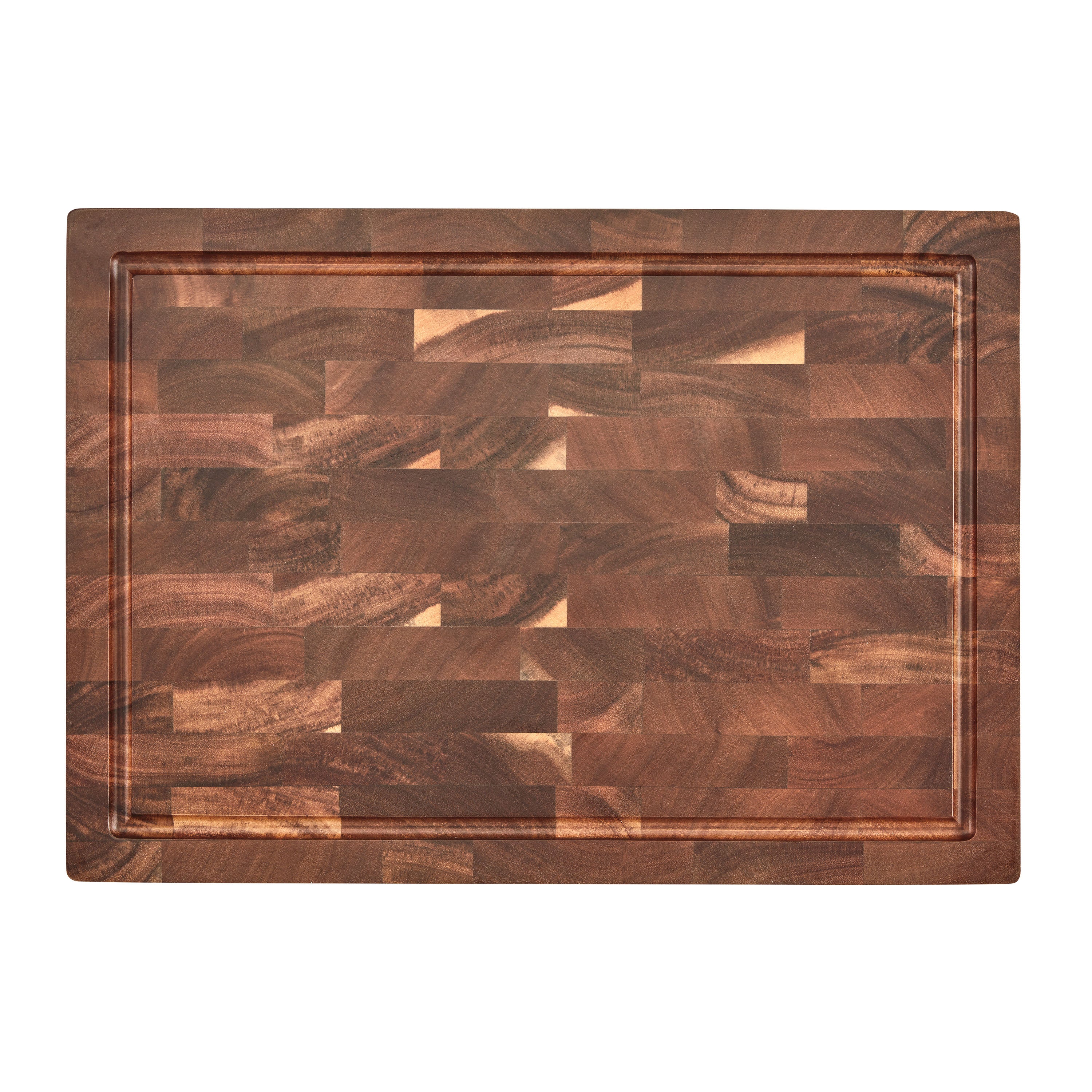 17" Reversible End Grain Acacia Wood Cutting Board with Juice Well