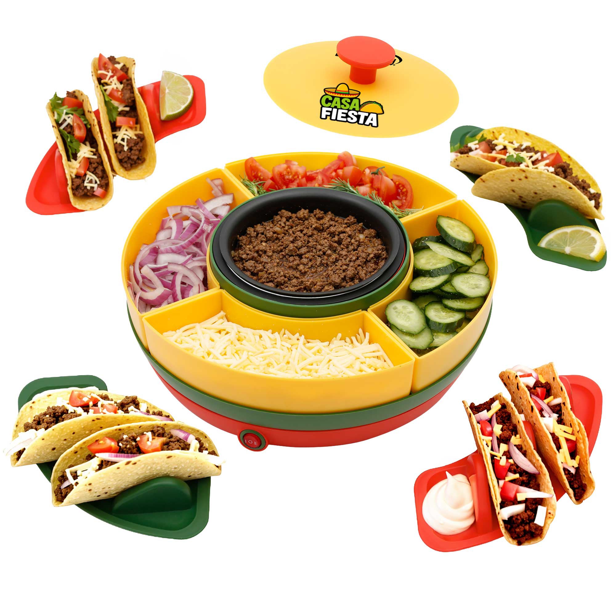 Casa Fiesta Heated Taco Bar Serving Set