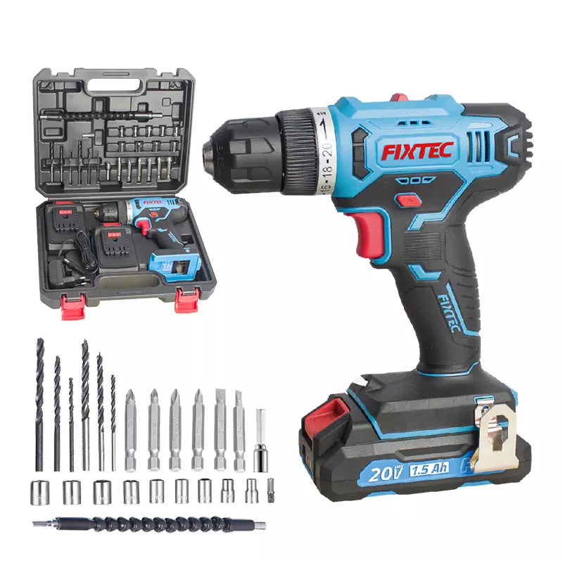 20V Cordless Drill Kit with (2) Batteries, Charger, Storage Case, Accessories