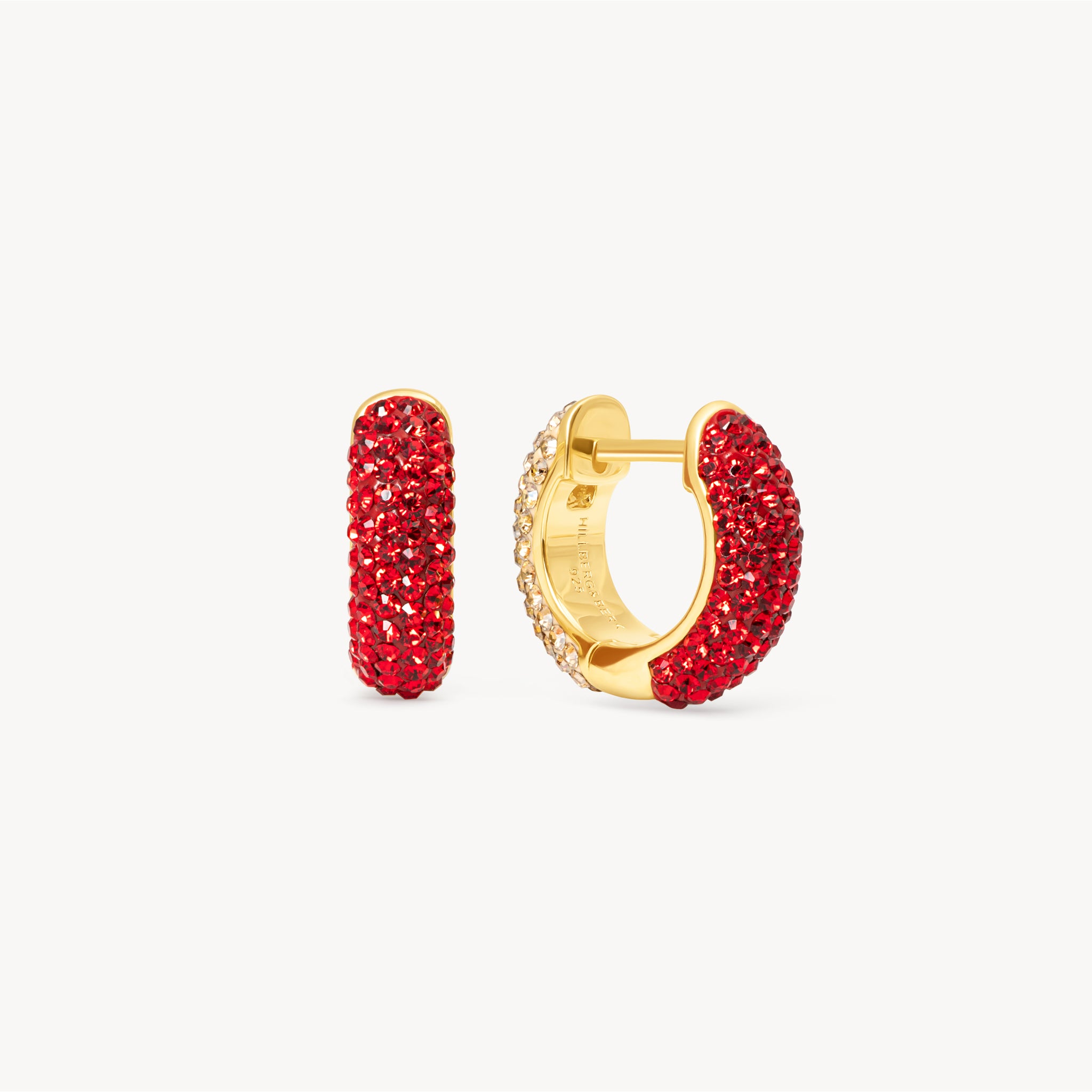 Red Velvet and Soft Gold Sparkle Reversible Hoop Earrings
