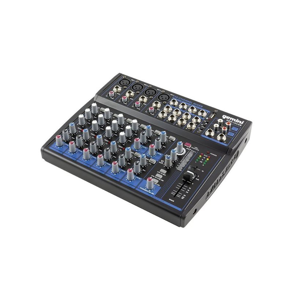 GEM-12USB 12-Channel Bluetooth Audio Mixer with USB Playback & Effects