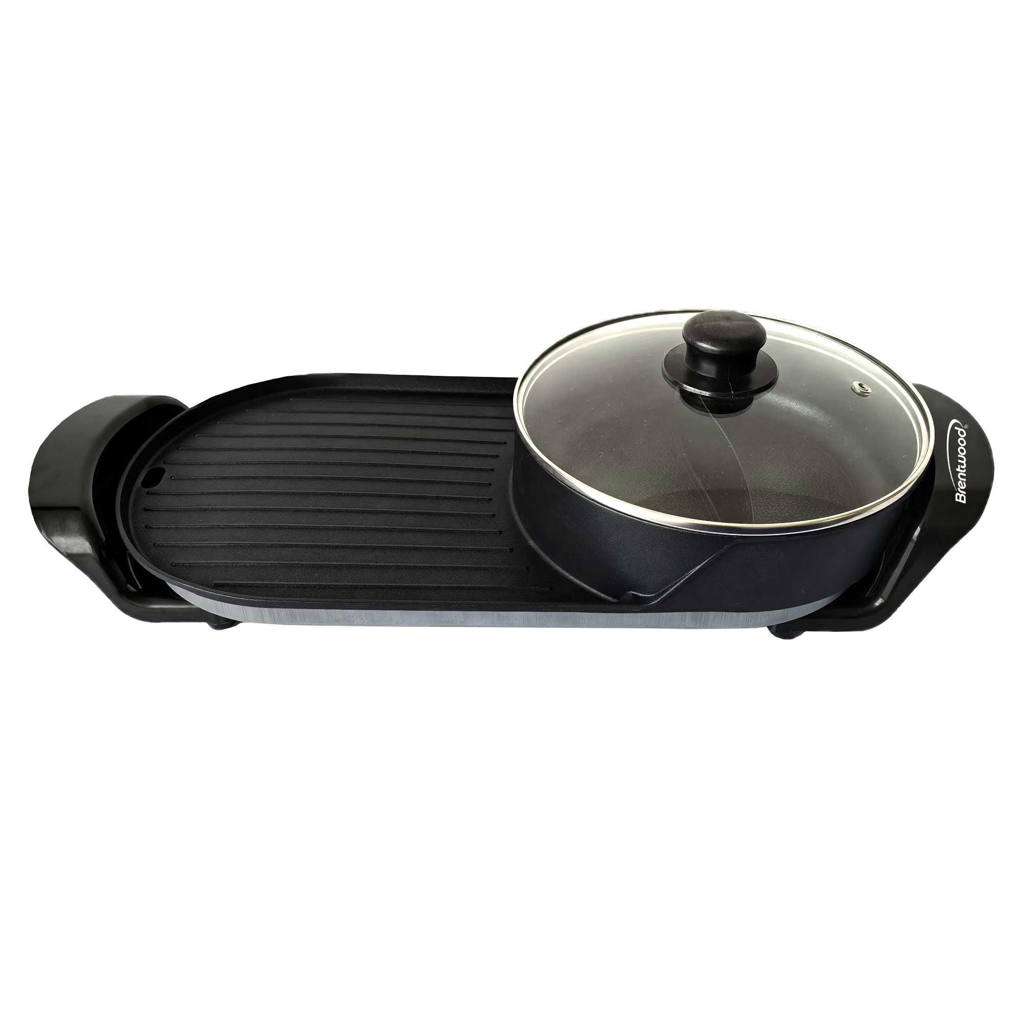 2-Quart 2-Sided Electric Hot Pot and 18” x 9” Korean BBQ Grill with Ceramic Non-Stick Surface